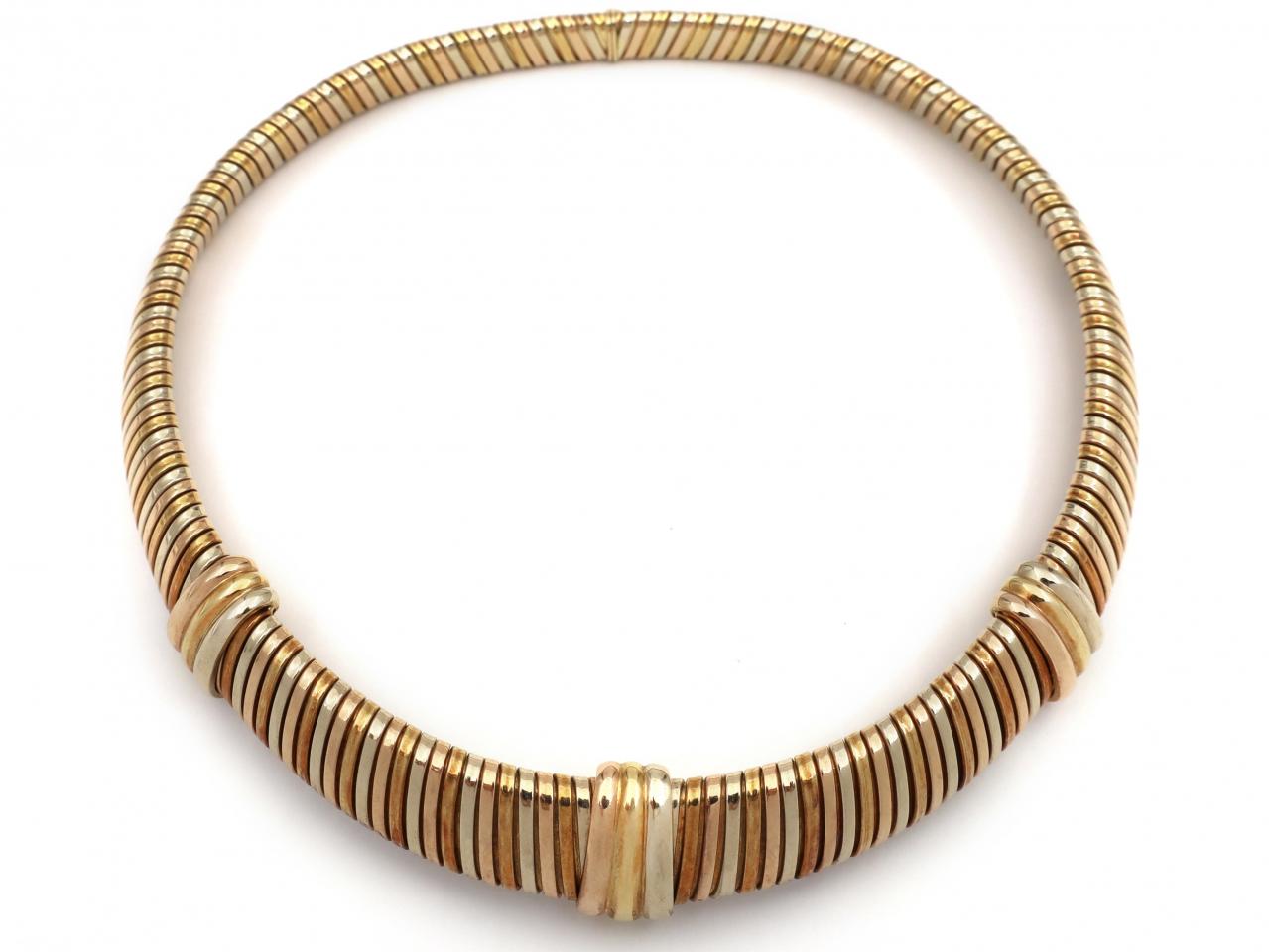 Retro Cartier Tubogas Tri Gold Collar In Kt Gold