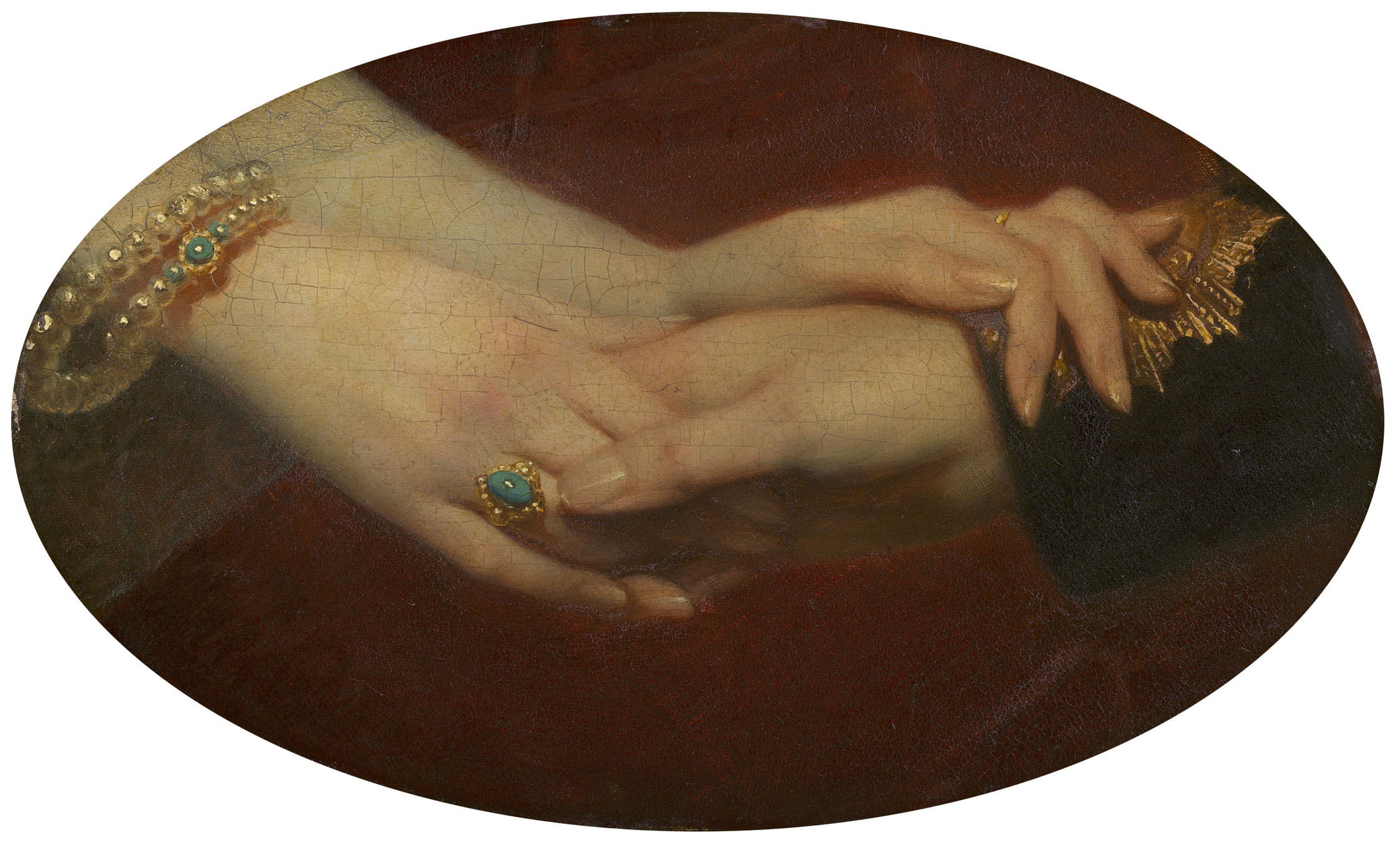 A Victorian clasped hands sentimental brooch