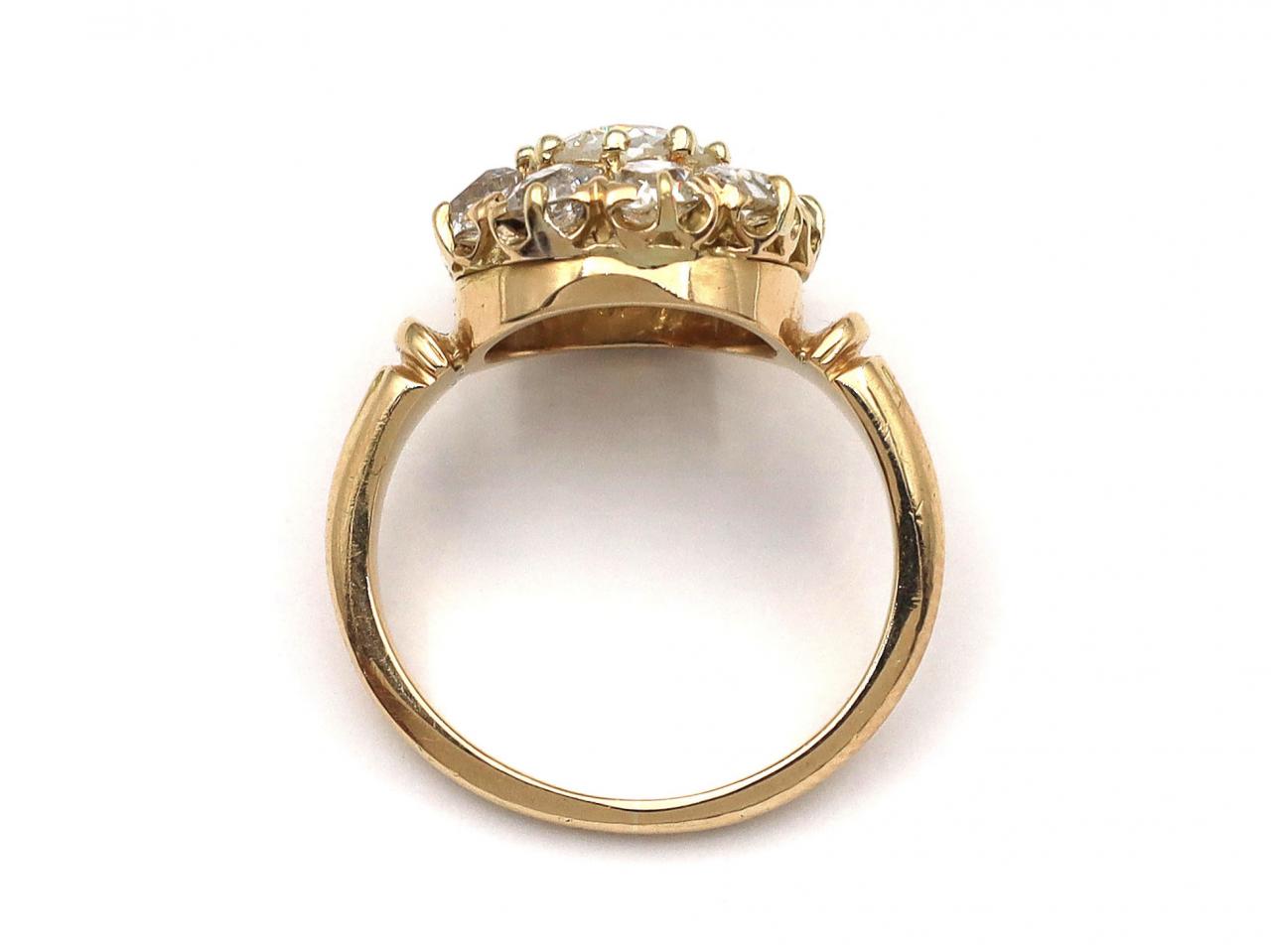 Victorian diamond coronet cluster engagement ring in 18kt yellow gold