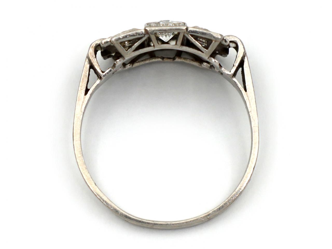 French Art Deco diamond panel ring in platinum