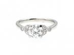 Vintage style 0.90ct diamond solitaire ring with leaf motif shoulders