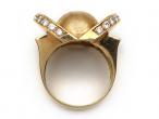 Vintage three dimensional globe ring in 18kt yellow gold