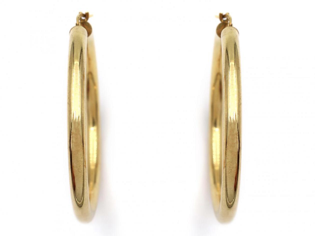 Large vintage 14kt yellow gold hinged hoop earrings