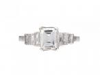 Art Deco emerald cut diamond step ring in platinum