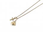 Vintage cross and horse double pendant necklace in yellow gold