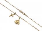 Vintage cross and horse double pendant necklace in yellow gold