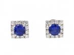 Modern sapphire and diamond square cluster earrings