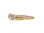 Victorian five stone Old Mine cut diamond carved ring in 18kt gold