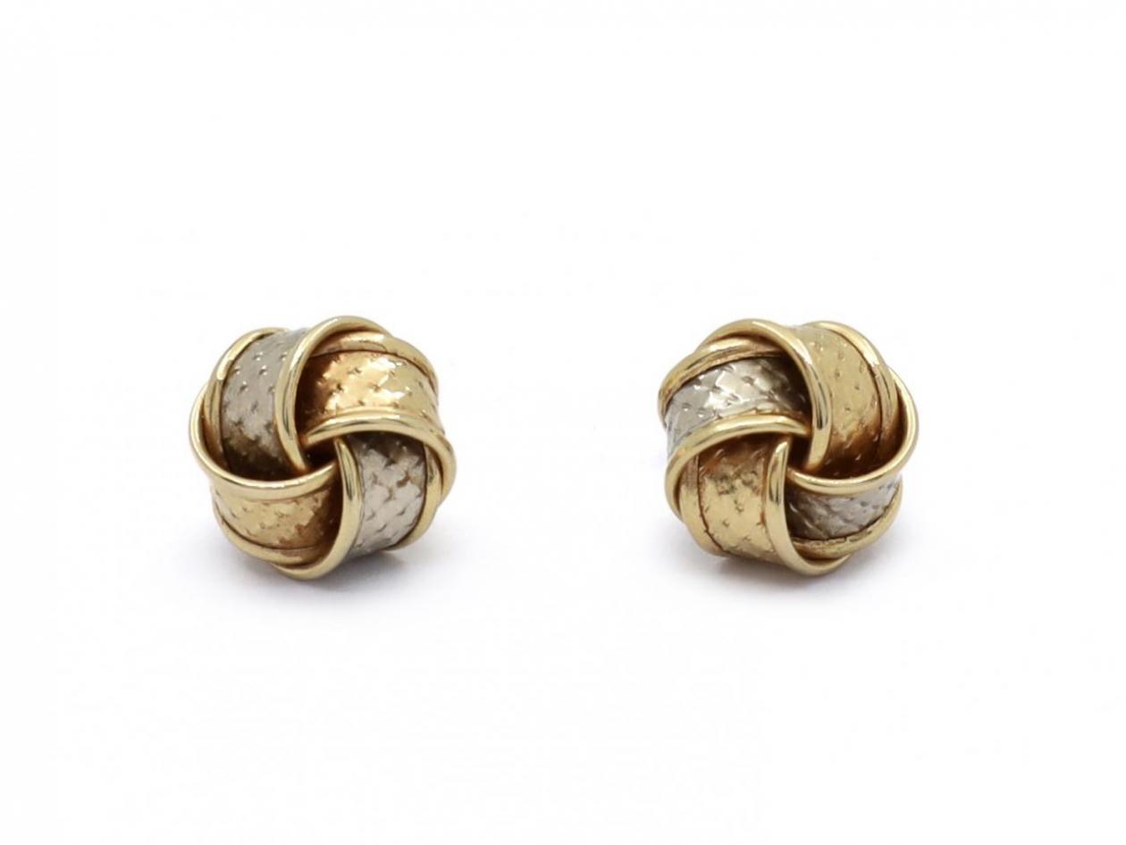 Vintage Tri-gold Knot Stud Earrings in 18kt Gold
