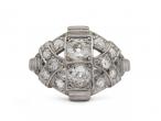 Art Deco diamond openwork bombe cluster ring in platinum