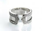 18kt White Gold Vintage Diamond Set Open-ended Ring