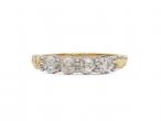 Antique style Old Mine cut diamond four stone ring in 18kt yellow gold