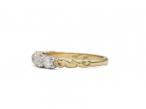 Antique style Old Mine cut diamond four stone ring in 18kt yellow gold