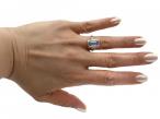 Vintage emerald cut aquamarine dress ring in 18kt white gold