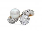 Belle Epoque pearl and diamond 'toi et moi' engagement ring