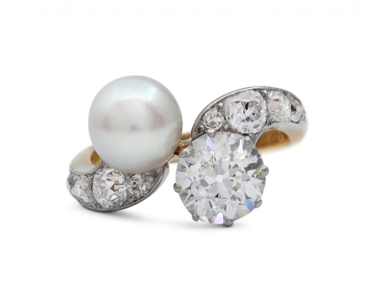 Belle Epoque pearl and diamond 'toi et moi' engagement ring