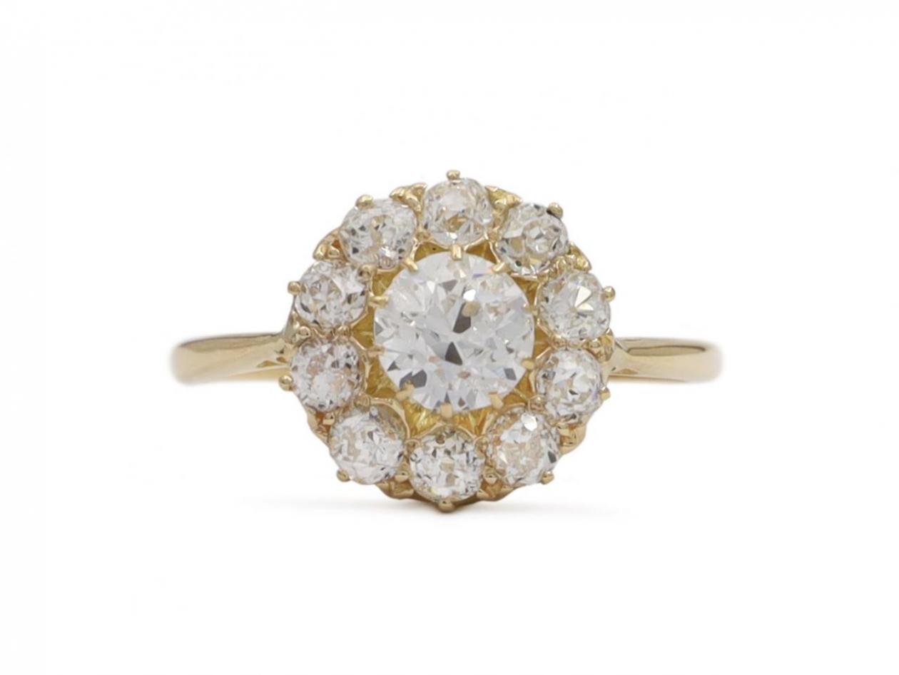 Victorian diamond coronet cluster engagement ring in gold