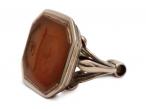 Antique carnelian intaglio 'Wallace clan' crest in 9kt gold