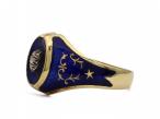 Italian vintage diamond, royal blue enamel and gold signet ring