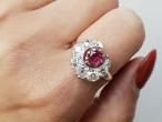 Antique ruby and diamond crescent moon ring