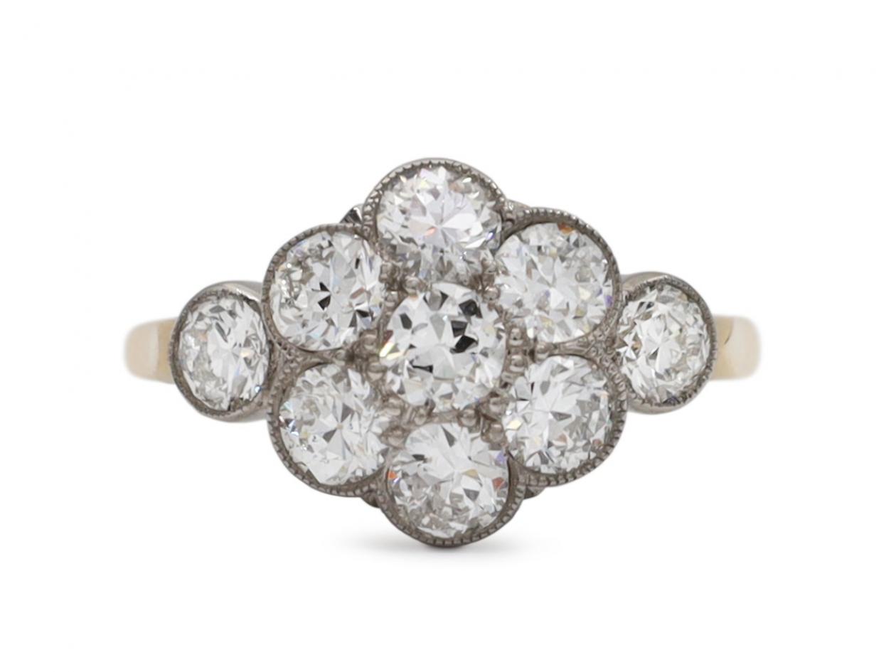 1950s diamond floral cluster engagement ring