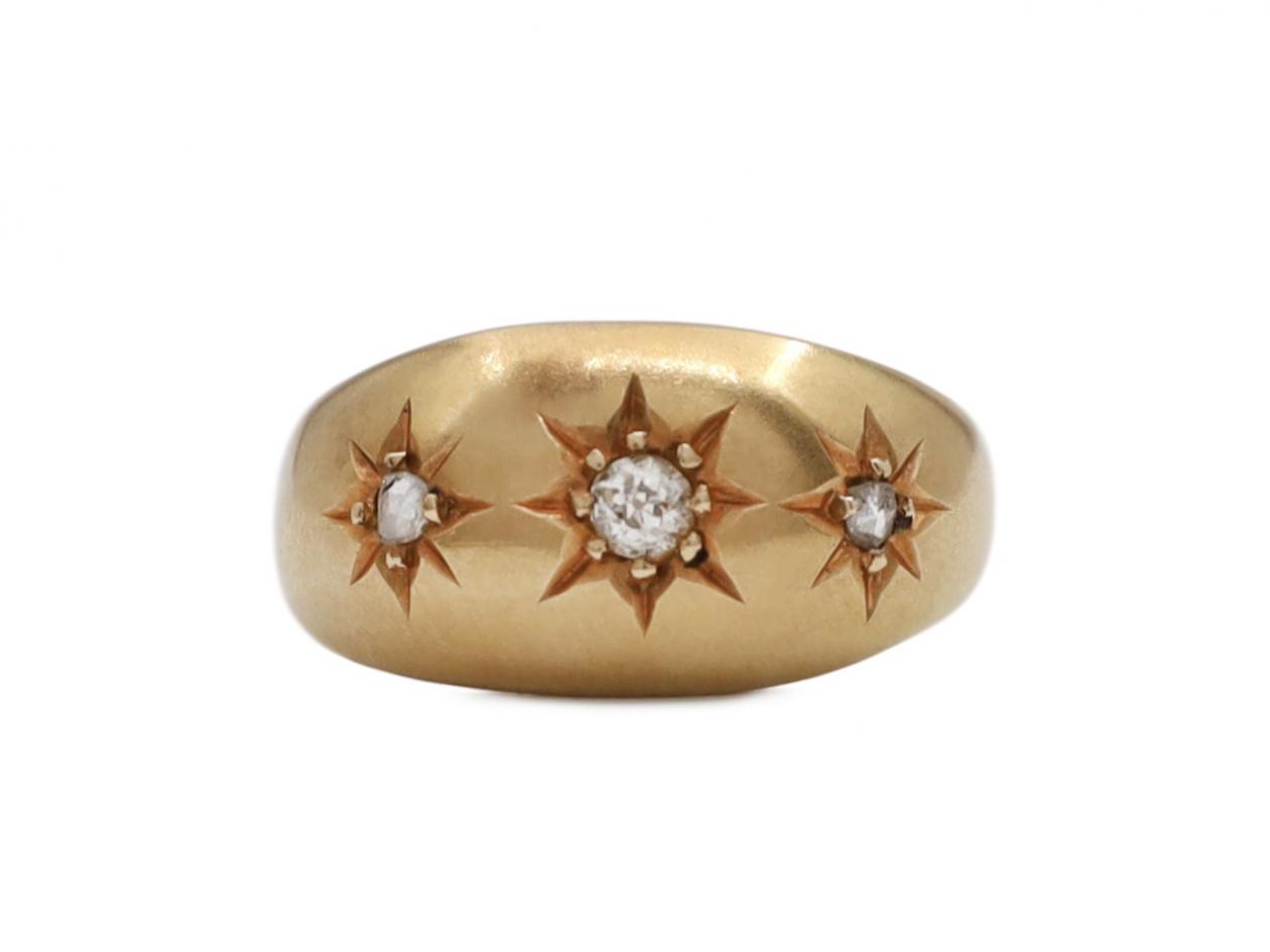 1904 three star diamond gypsy ring in gold