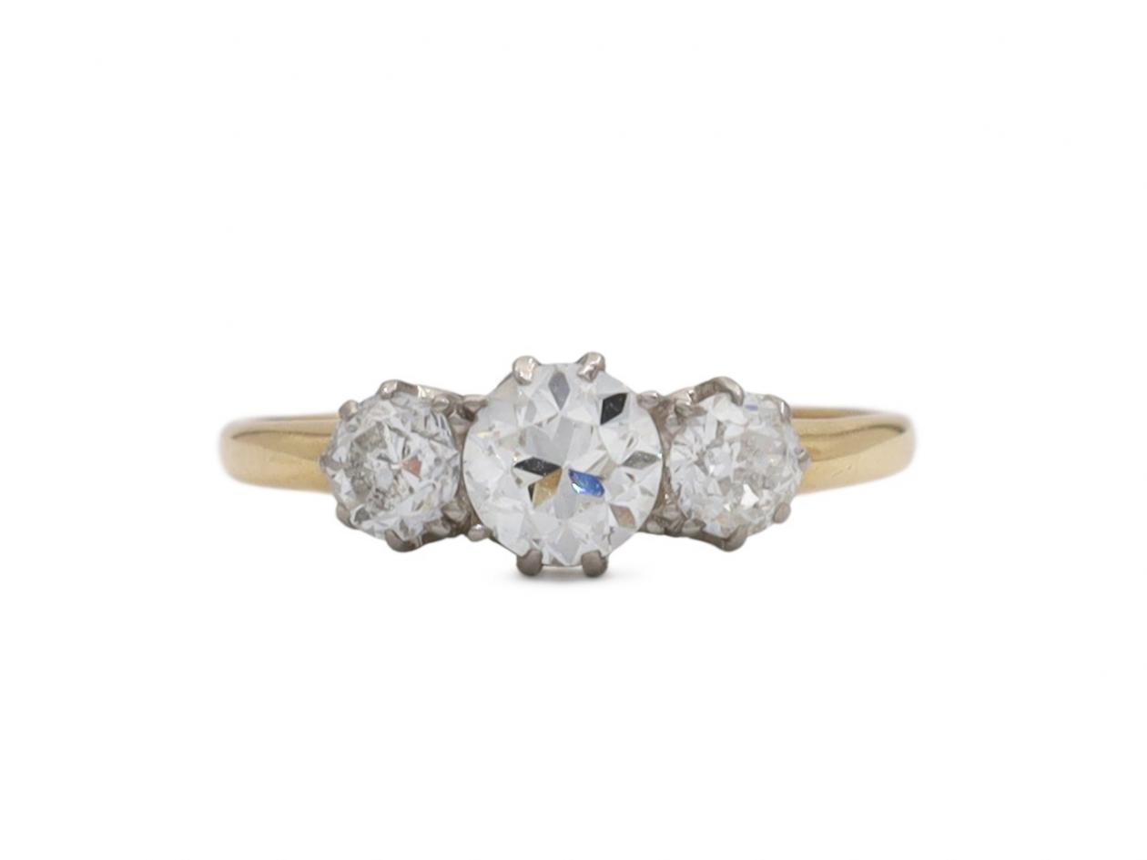 Edwardian diamond graduating three stone engagement ring