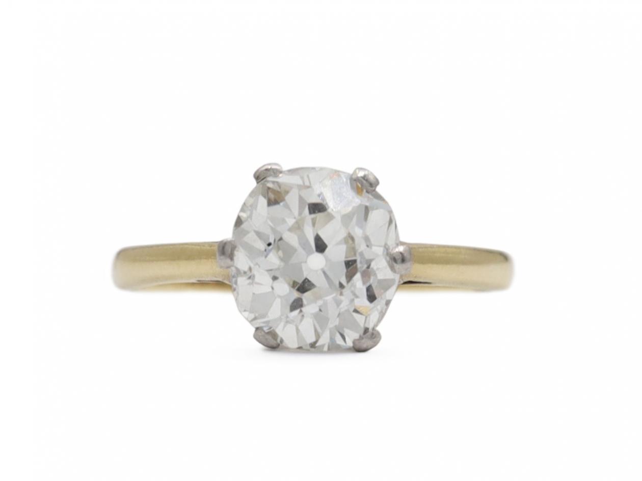 Edwardian 1.65ct cushion Old Mine cut solitaire engagement ring