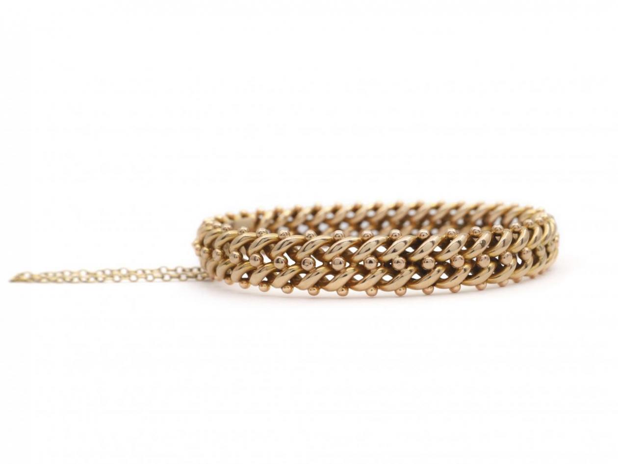 Antique braided 'Keeper' bangle in 15kt yellow gold