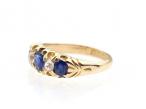 1901 sapphire and diamond five stone ring in 18kt yellow gold