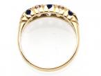 1901 sapphire and diamond five stone ring in 18kt yellow gold